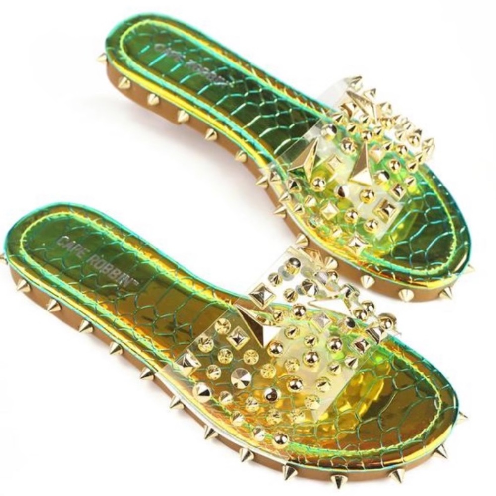 Lemon and Lime Mermaid Spiky Sandals
